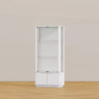 Vetrina bianca con vetro temperato e faretto superiore, libreria minimalista, per esporre e conservare oggetti da collezione, per ufficio/studio/soggiorno.