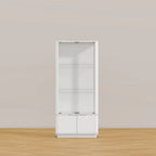 Vetrina bianca con vetro temperato e faretto superiore, libreria minimalista, per esporre e conservare oggetti da collezione, per ufficio/studio/soggiorno.