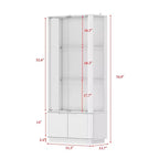 Vetrina bianca con vetro temperato e faretto superiore, libreria minimalista, per esporre e conservare oggetti da collezione, per ufficio/studio/soggiorno.