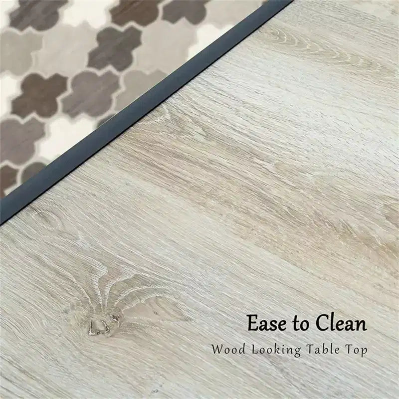 Tavolo da esterni in metallo con piano effetto legno: design quadrato con foro per ombrellone (1 tavolo)