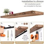 Set da 3 Mensole Galleggianti da Parete da 140 cm - per Bagno, Decorazione Murale per Camera da Letto, Cucina, Soggiorno, Contenitore per Libri
