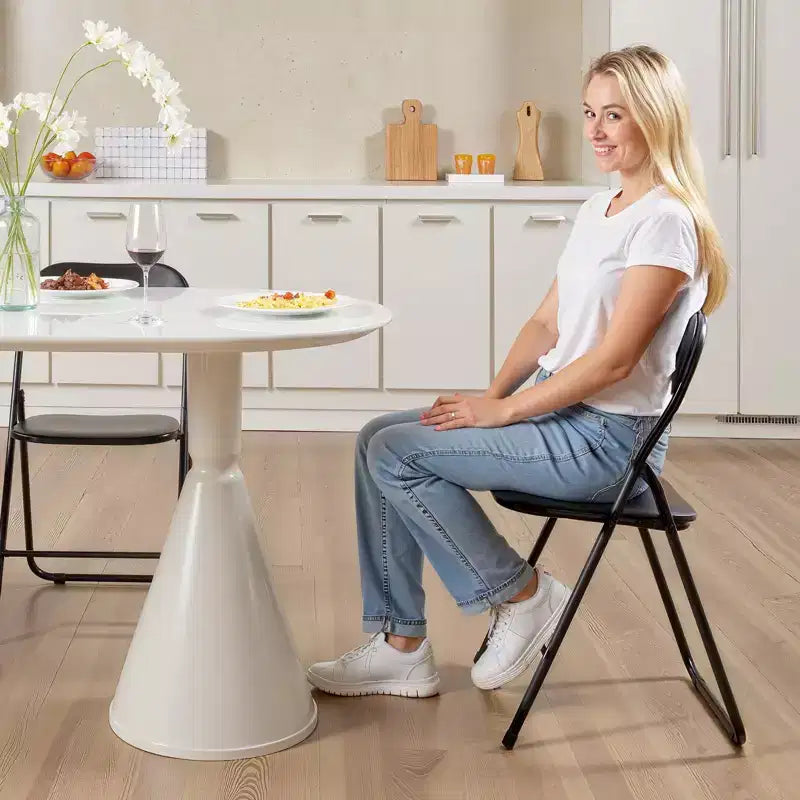 Sedie Pieghevoli (4 Pezzi) con Seduta Imbottita in PVC e Telaio in Metallo Resistente