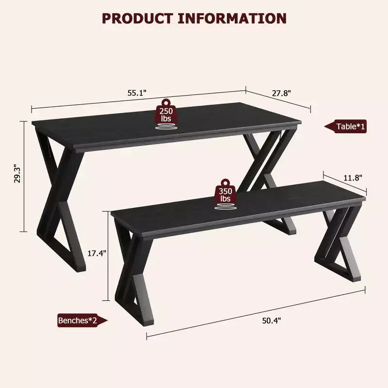 Tavolo da Pranzo per 4-6 persone, Tavolo da Cucina, Piano in Legno MDF, Robusta Struttura in Metallo, Facile Montaggio, per Cucina, Sala da Pranzo