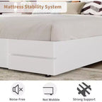 Struttura Letto in Legno con Testiera Imbottita, Robuste Doghe in Legno Nessuna Rete a Molle Necessaria