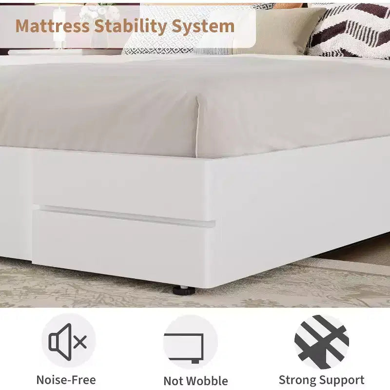 Struttura Letto in Legno con Testiera Imbottita, Robuste Doghe in Legno Nessuna Rete a Molle Necessaria