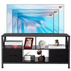 Mobile TV con cassetto in ferro, legno e tessuto - Grande, Cassetti eleganti in tessuto, Struttura durevole in ferro e legno, Ampio spazio di archiviazione, Design moderno
