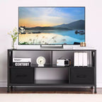 Mobile TV con cassetto in ferro, legno e tessuto - Grande, Cassetti eleganti in tessuto, Struttura durevole in ferro e legno, Ampio spazio di archiviazione, Design moderno