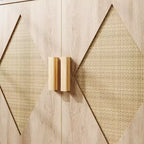 Credenza a Buffet con Vano Contenitore, Mobile Contenitore con 2 Sportelli in Rattan, Credenza, Mobile Accent per Soggiorno, Sala da Pranico, Ingresso