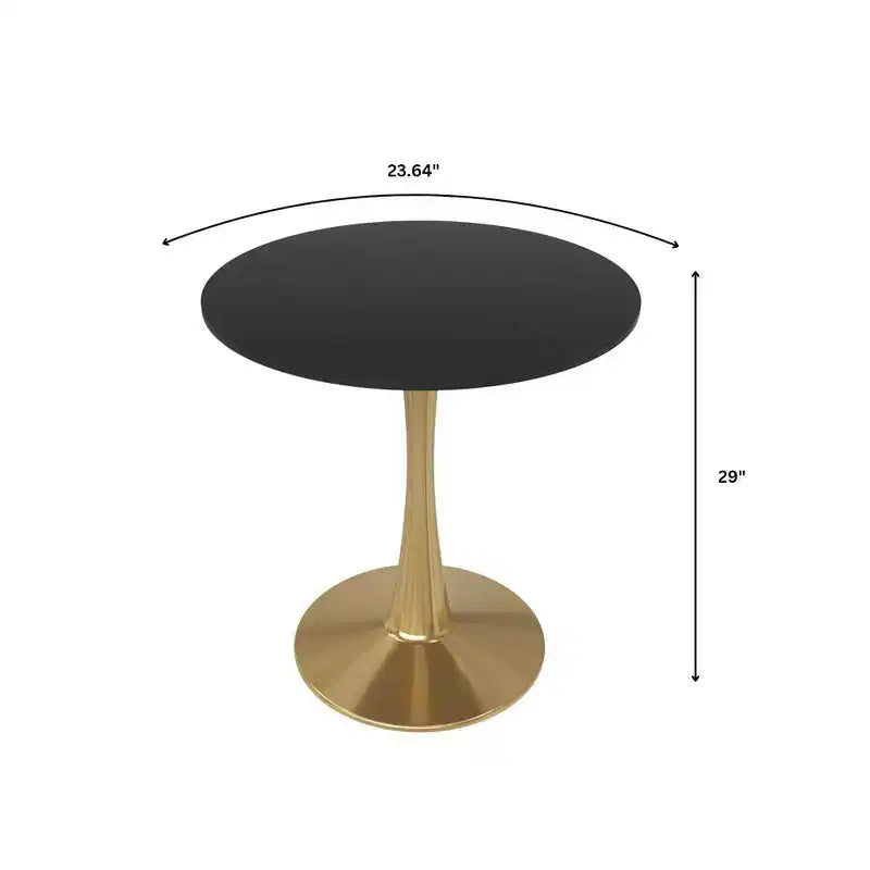 Tavolo da pranzo rotondo da 24 pollici, top moderno in MDF e base a piedistallo dorata, tavolo d'appoggio per caffè o sala da pranzo