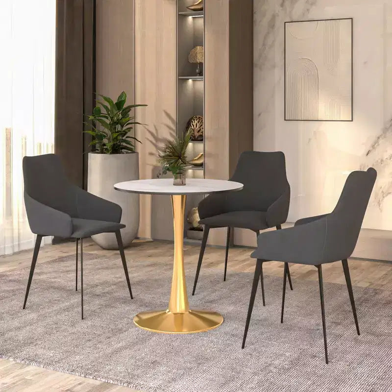 Tavolo da pranzo rotondo da 24 pollici, top moderno in MDF e base a piedistallo dorata, tavolo d'appoggio per caffè o sala da pranzo