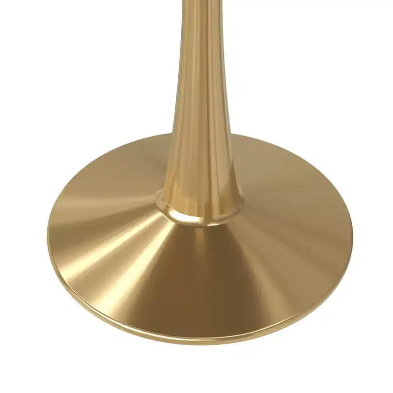 Tavolo da pranzo rotondo da 24 pollici, top moderno in MDF e base a piedistallo dorata, tavolo d'appoggio per caffè o sala da pranzo