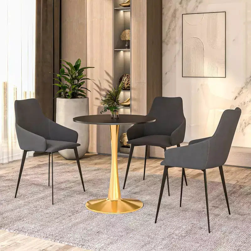 Tavolo da pranzo rotondo da 24 pollici, top moderno in MDF e base a piedistallo dorata, tavolo d'appoggio per caffè o sala da pranzo