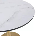 Tavolo da pranzo rotondo da 24 pollici, top moderno in MDF e base a piedistallo dorata, tavolo d'appoggio per caffè o sala da pranzo