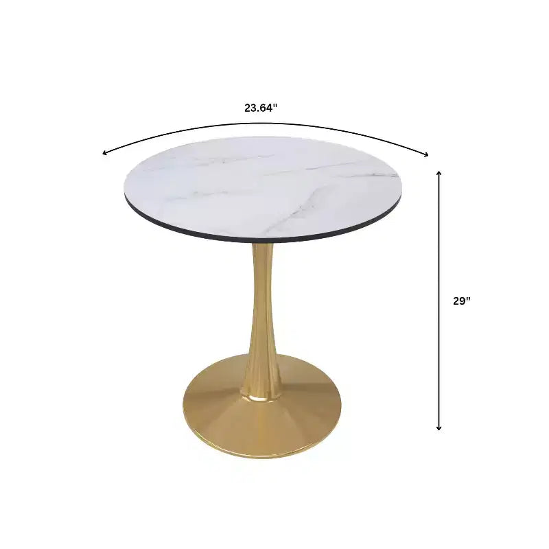 Tavolo da pranzo rotondo da 24 pollici, top moderno in MDF e base a piedistallo dorata, tavolo d'appoggio per caffè o sala da pranzo