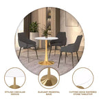 Tavolo da pranzo rotondo da 24 pollici, top moderno in MDF e base a piedistallo dorata, tavolo d'appoggio per caffè o sala da pranzo