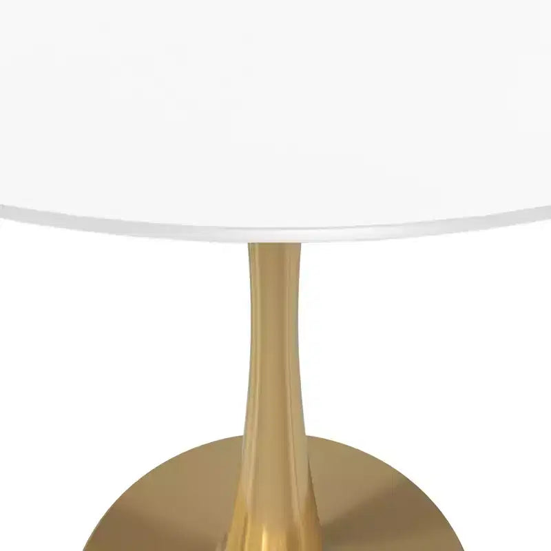 Tavolo da pranzo rotondo da 24 pollici, top moderno in MDF e base a piedistallo dorata, tavolo d'appoggio per caffè o sala da pranzo
