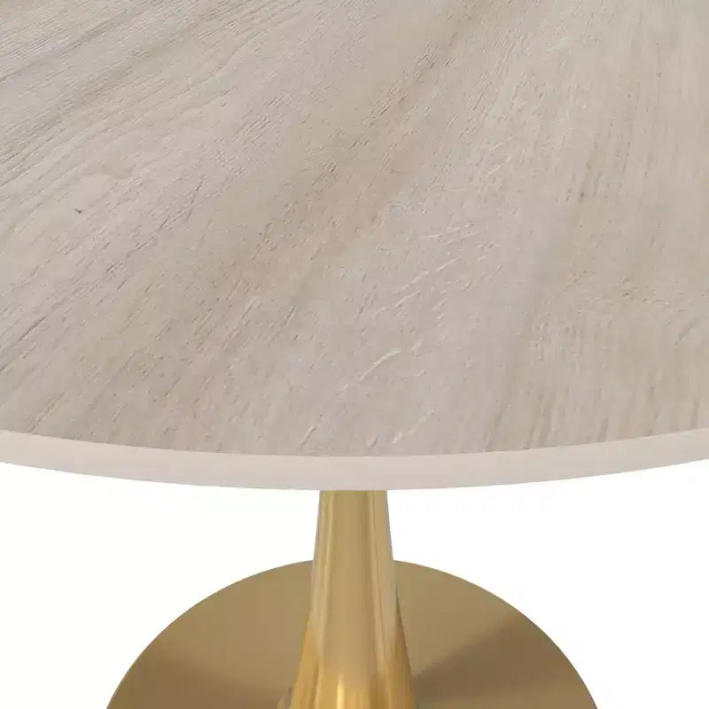Tavolo da pranzo rotondo da 24 pollici, top moderno in MDF e base a piedistallo dorata, tavolo d'appoggio per caffè o sala da pranzo