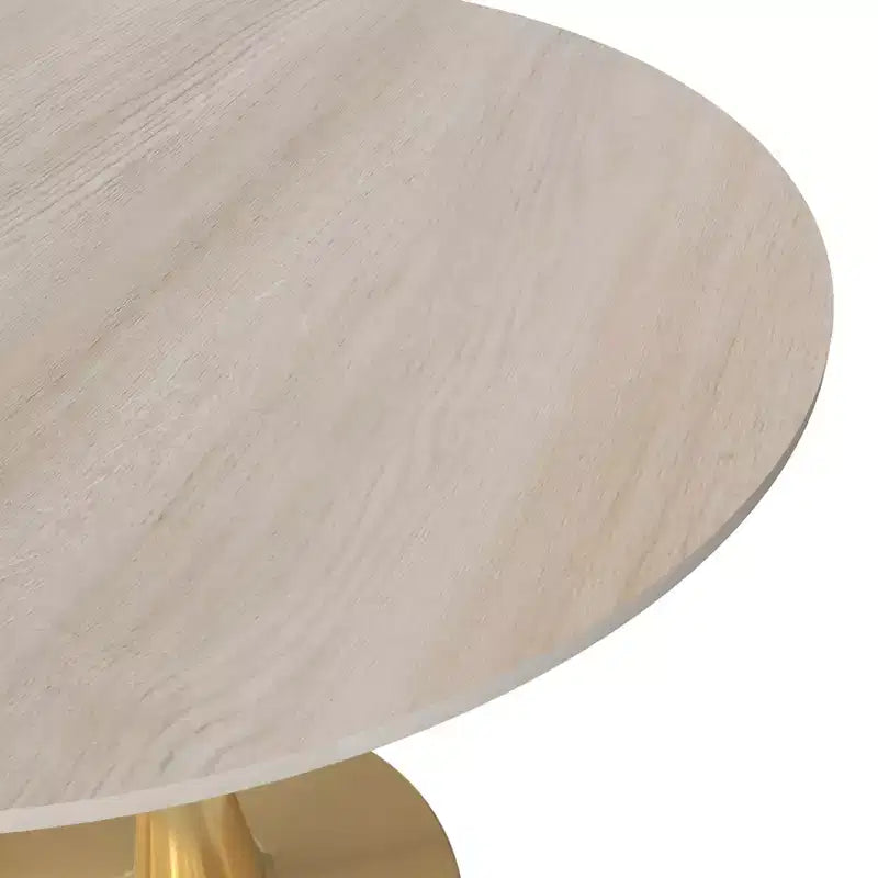 Tavolo da pranzo rotondo da 24 pollici, top moderno in MDF e base a piedistallo dorata, tavolo d'appoggio per caffè o sala da pranzo