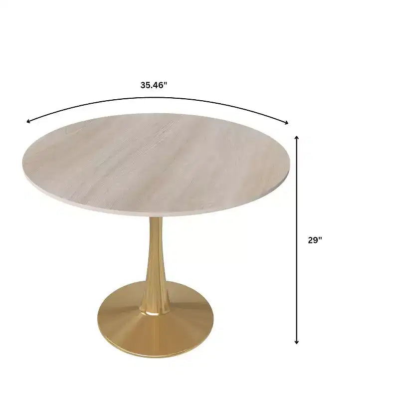 Tavolo da pranzo rotondo da 24 pollici, top moderno in MDF e base a piedistallo dorata, tavolo d'appoggio per caffè o sala da pranzo