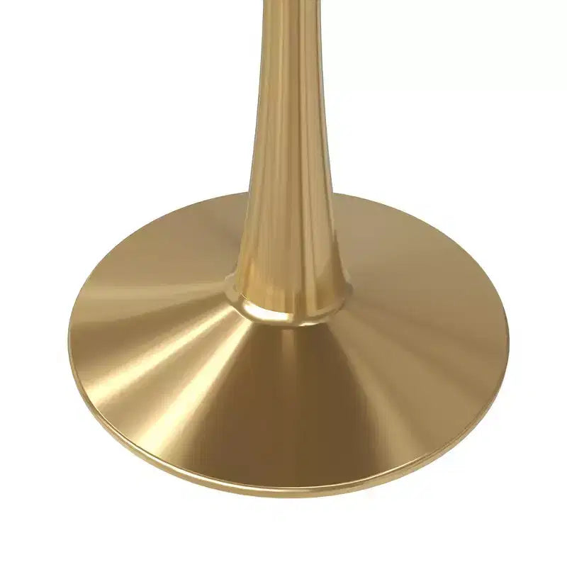 Tavolo da pranzo rotondo da 24 pollici, top moderno in MDF e base a piedistallo dorata, tavolo d'appoggio per caffè o sala da pranzo