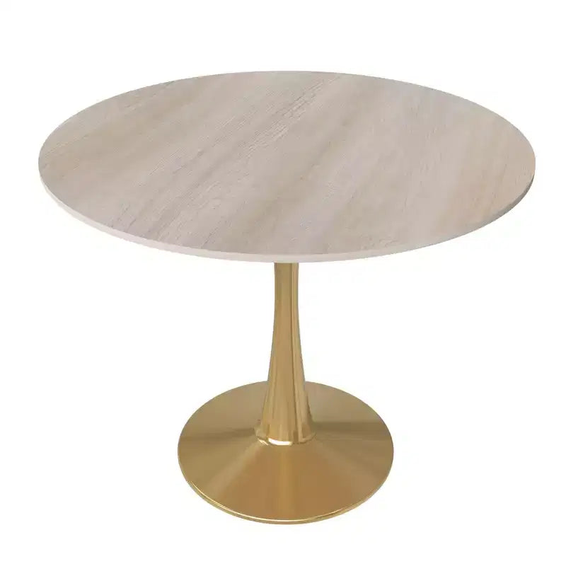 Tavolo da pranzo rotondo da 24 pollici, top moderno in MDF e base a piedistallo dorata, tavolo d'appoggio per caffè o sala da pranzo