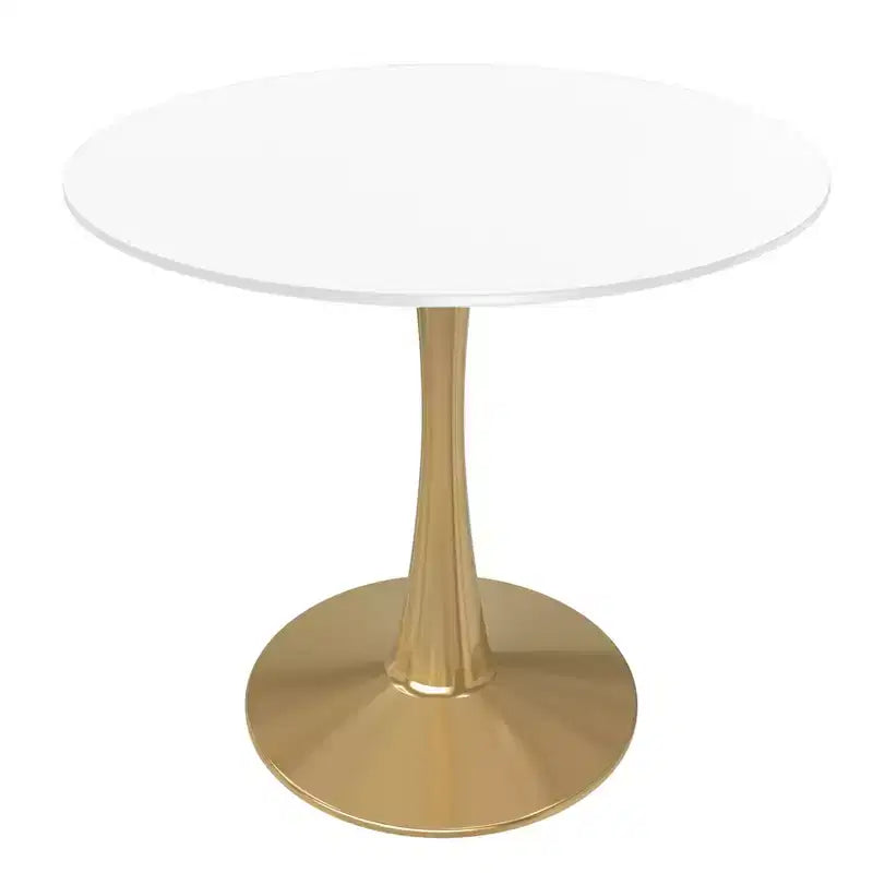 Tavolo da pranzo rotondo da 24 pollici, top moderno in MDF e base a piedistallo dorata, tavolo d'appoggio per caffè o sala da pranzo