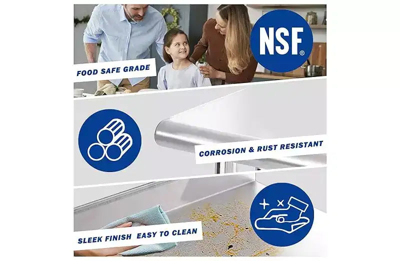 Banco da Lavoro in Acciaio Inox 60 * 12 - Tavolo Resistente Certificato NSF con Ripiano Regolabile e Paraspruzzi, Sicuro, Pratico e Robusto