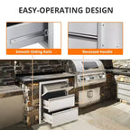 Cassetto estraibile da cucina in acciaio inox con portasciugamani, scaffale organizer per griglia a tre livelli, adatto per isole barbecue e patii