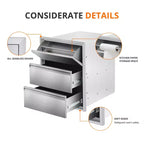 Cassetto estraibile da cucina in acciaio inox con portasciugamani, scaffale organizer per griglia a tre livelli, adatto per isole barbecue e patii