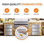 Cassetto estraibile da cucina in acciaio inox con portasciugamani, scaffale organizer per griglia a tre livelli, adatto per isole barbecue e patii