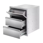 Cassetto estraibile da cucina in acciaio inox con portasciugamani, scaffale organizer per griglia a tre livelli, adatto per isole barbecue e patii