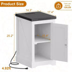 Tavolino rustico con stazione di ricarica e 2 porte USB-C Tavolino da comodino moderno con 2 prese CA, ripiano regolabile e gestione dei cavi
