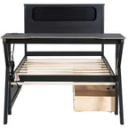 Letto a piattaforma da gioco in legno Twin/Full Size con testiera a LED, scrivania e cassetti portaoggetti USB, nero