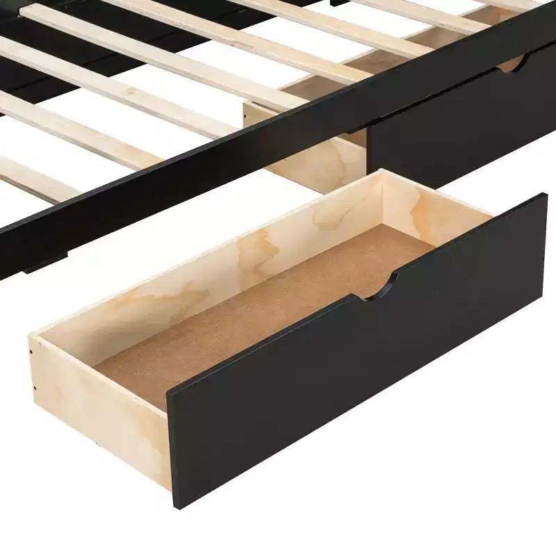 Letto a piattaforma da gioco in legno Twin/Full Size con testiera a LED, scrivania e cassetti portaoggetti USB, nero