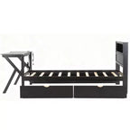 Letto a piattaforma da gioco in legno Twin/Full Size con testiera a LED, scrivania e cassetti portaoggetti USB, nero