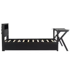 Letto a piattaforma da gioco in legno Twin/Full Size con testiera a LED, scrivania e cassetti portaoggetti USB, nero