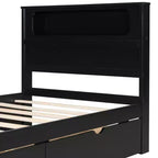 Letto a piattaforma da gioco in legno Twin/Full Size con testiera a LED, scrivania e cassetti portaoggetti USB, nero