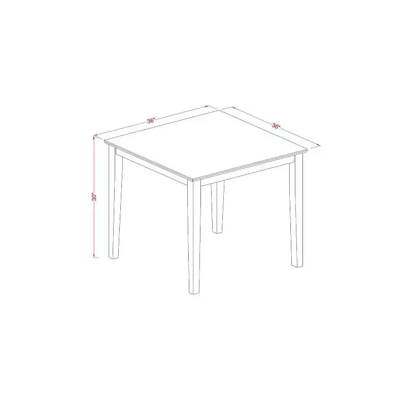 Set da 5 Pezzi in Legno Massello con Finitura Noce Antico - Top Quadrato per Sala da Pranzo Imbottita - 4 Posti a Sedere