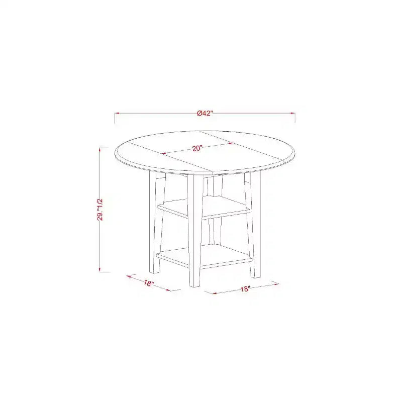 Sala da Pranzo Rotonda con Top in Legno Massello Finitura Bianco Lino 5 Pezzi con Piano a Ribalta - 4 Posti a Sedere