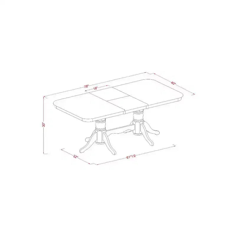 Cucina Sala da pranzo 7 pezzi - Tavolo in legno e sedie in lino - Rettangolare 40x78 pollici