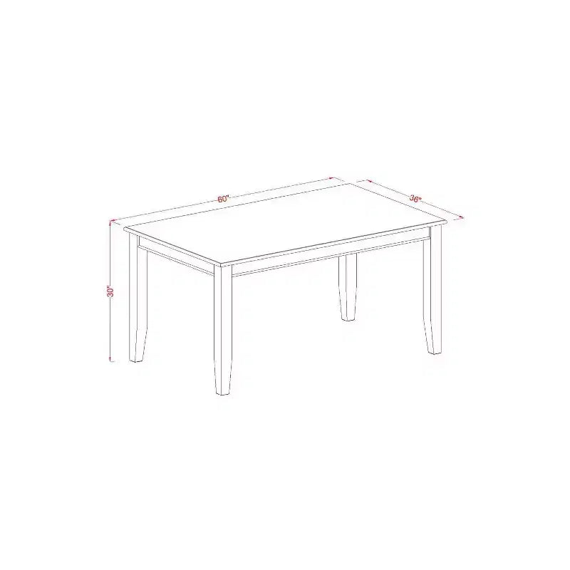 Set 5 pz - Piano in legno massello con finitura mogano - Tavolo da pranzo rettangolare - 4 posti