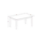 Set 5 pz - Piano in legno massello con finitura mogano - Tavolo da pranzo rettangolare - 4 posti
