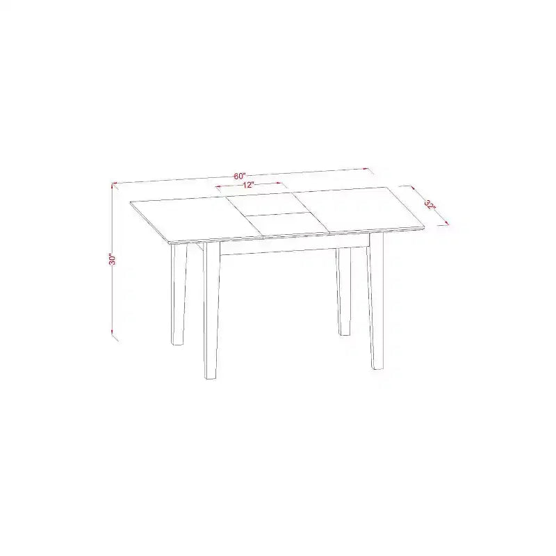 Elegante set da pranzo da 7 pezzi - Tavolo rettangolare con allunga e 6 sedie - 32x60 pollici