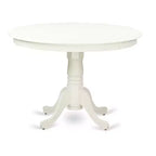 Tavolo da pranzo 5 pezzi con piano in legno massello finitura lino bianco e 4 sedie Parson