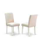 Tavolo da cucina rotondo con 4 sedie - Tavolo da pranzo da 42" e sedie Parson - Bianco lino e Beige