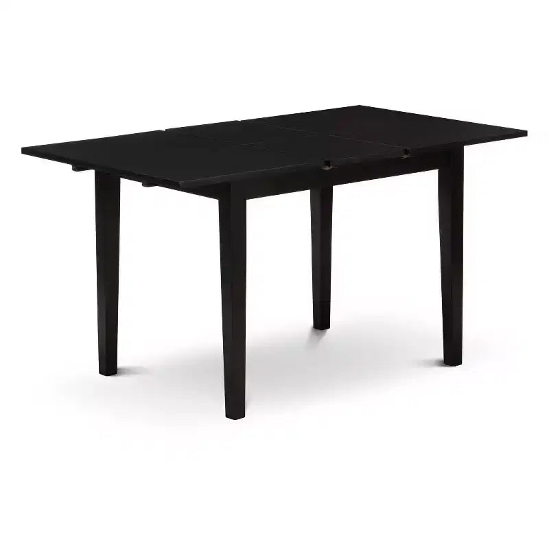 Set da pranzo rettangolare 5 pezzi con piano in legno massello finitura nera (4 posti)