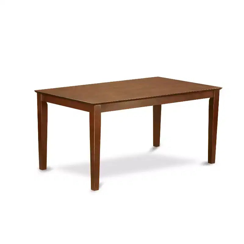 HomeStock 7-Piece Rectangle Mahogany Finish Solid Wood Top Dining Table with 6 Slat Back Dining Chairs, Seats 6