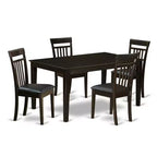HomeStock 5-Pc Cappuccino Solid Wood Top - Dining Room Set - Seats 4