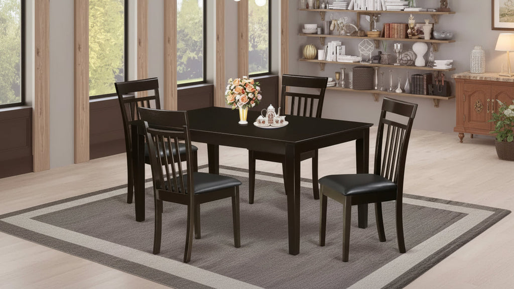 Set da 5 pezzi in legno massello Cappuccino - Sala da pranzo - 4 posti