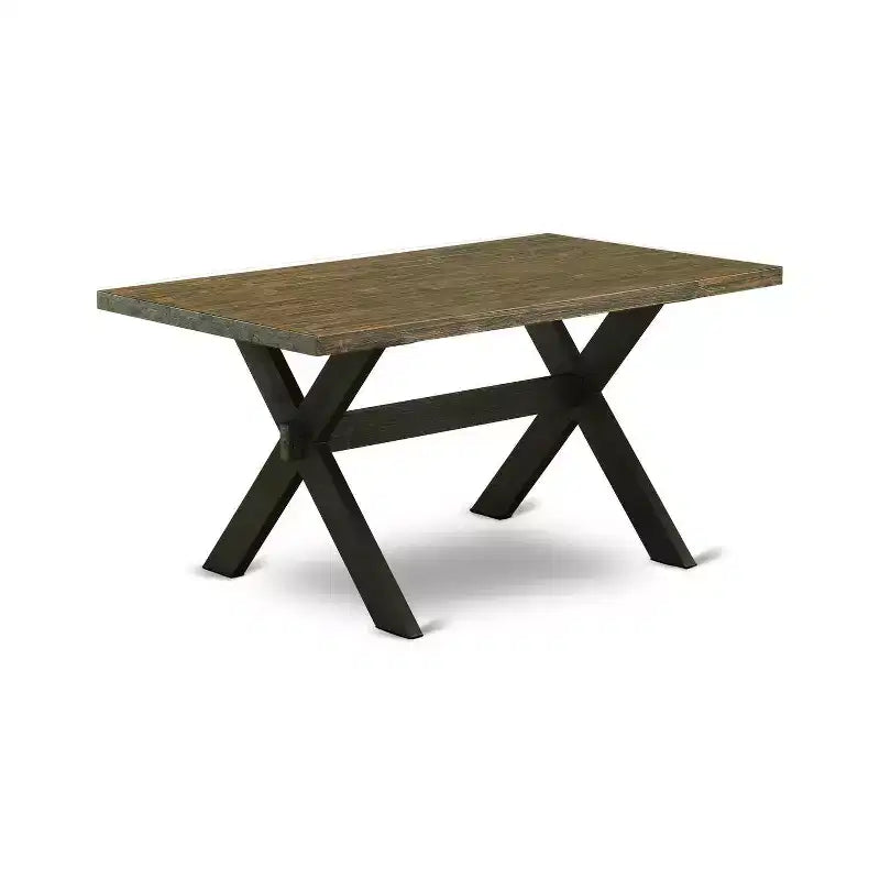 Tavolo da pranzo rettangolare a 5 pezzi con top in legno massello con finitura anticata Jacobean e 4 sedie